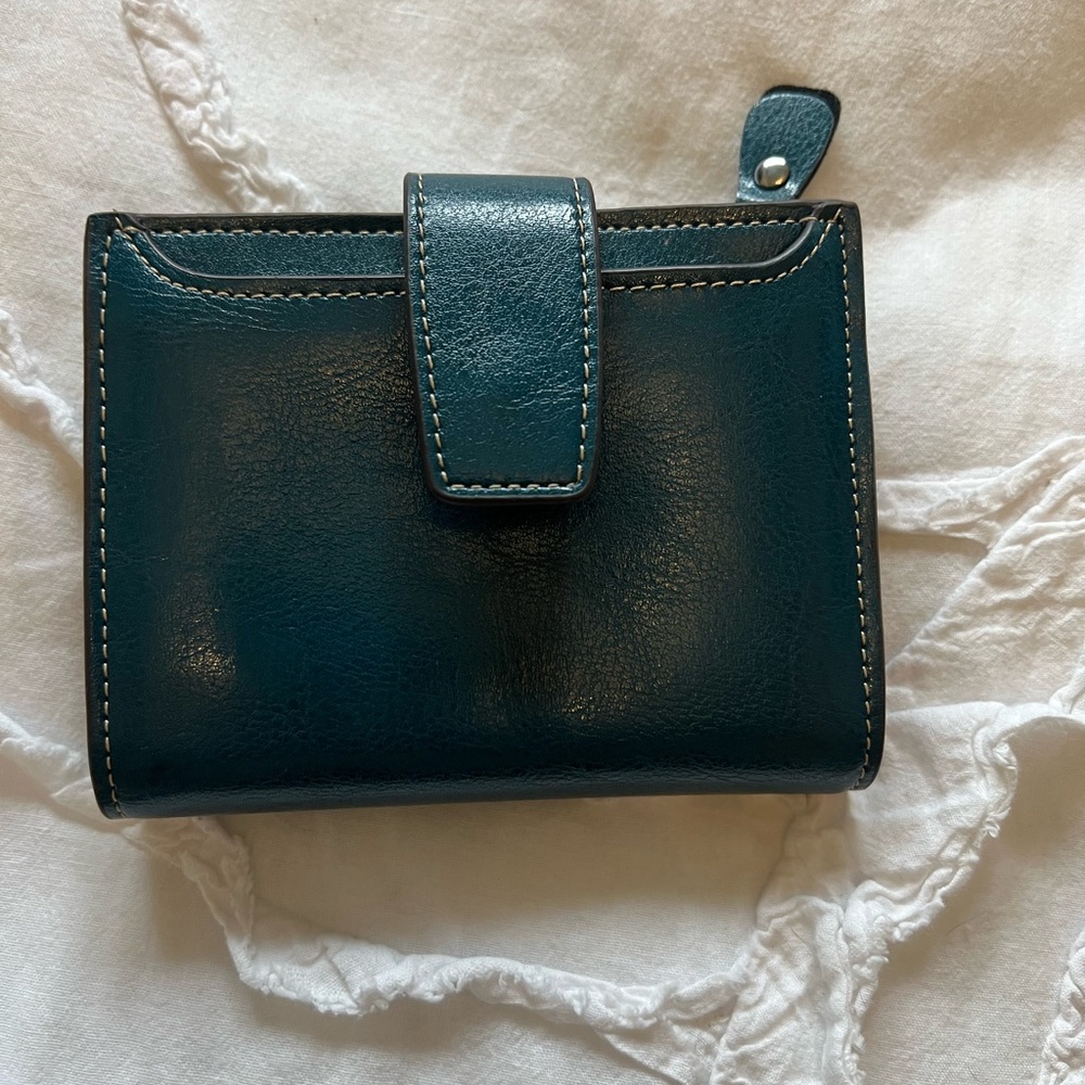Leather Compact Wallet - Deep Teal